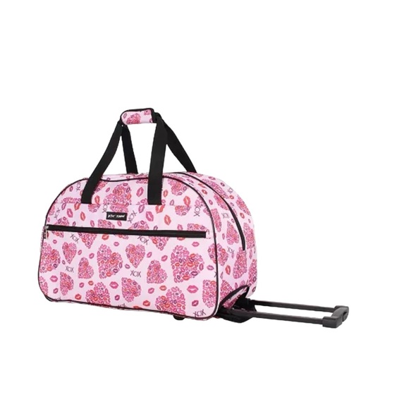 ❤️💗❤️ Betsy Johnson Hugs and Kisses Rolling Duffel Bag/Carry On/Weekender - Picture 3 of 7